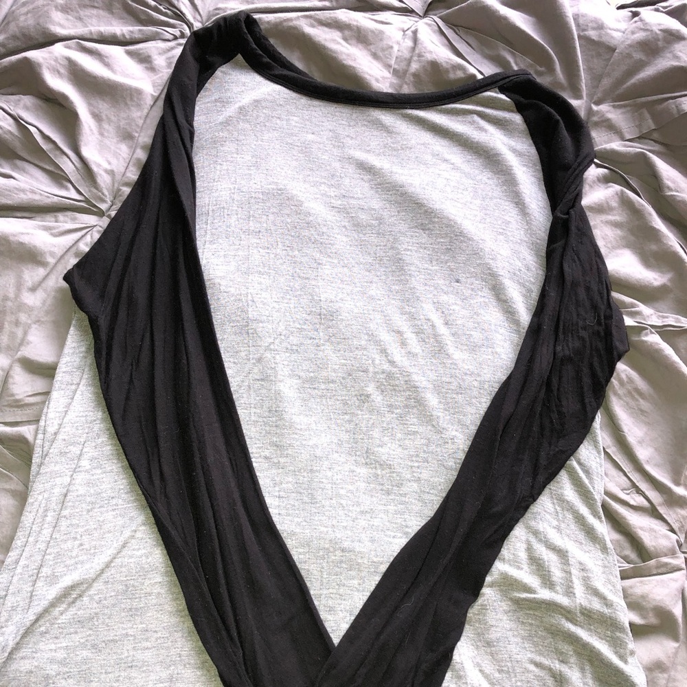 Black and grey baseball tee